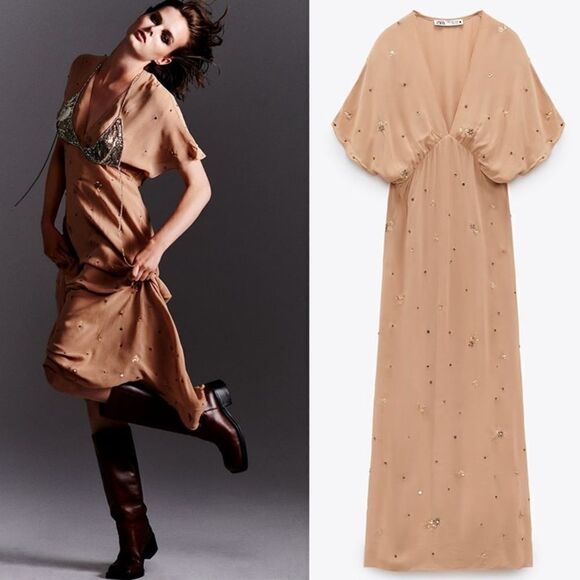 ZARA BEADED SEQUIN EMBROIDERED DRESS - LIMITED EDITION - Picture 1 of 7